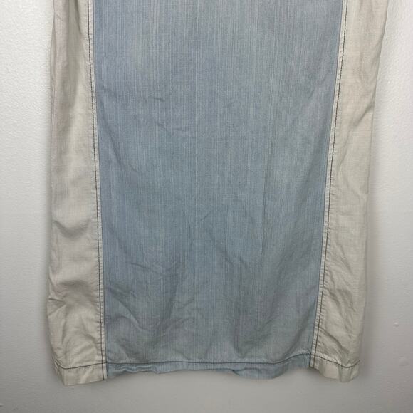 BDG Womens Round Neck Pockets Light Chambray Cream/Blue Zip T-Shirt Dress Small - Picture 6 of 9